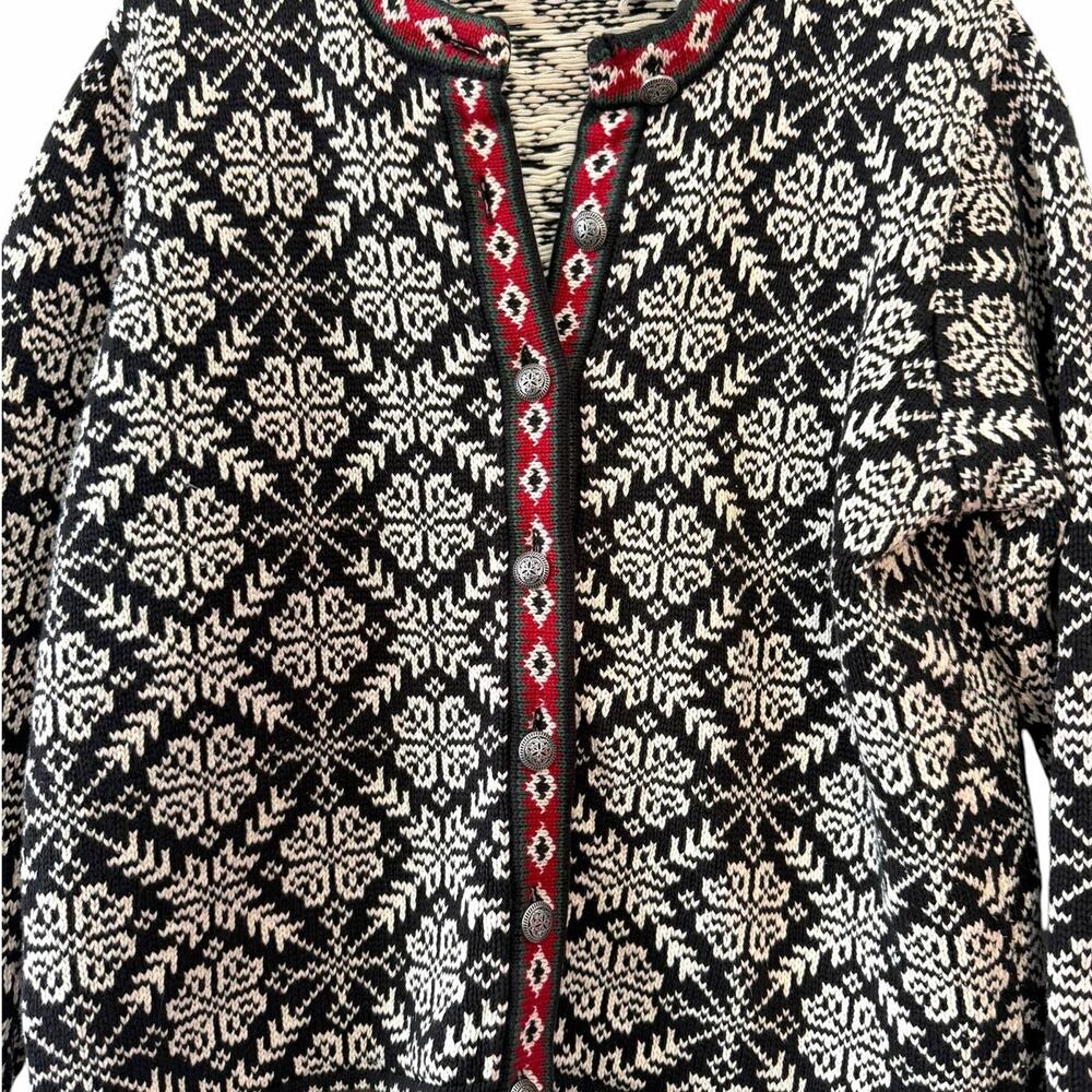 L.L.Bean Nordic Fair Isle Cotton Cardigan Sweater Women’s XL - Picture 5 of 9